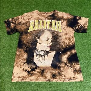 Aaliyah Princess of R&B Bleach Washed Reverse TieDyed T-Shirt Black Size  Medium